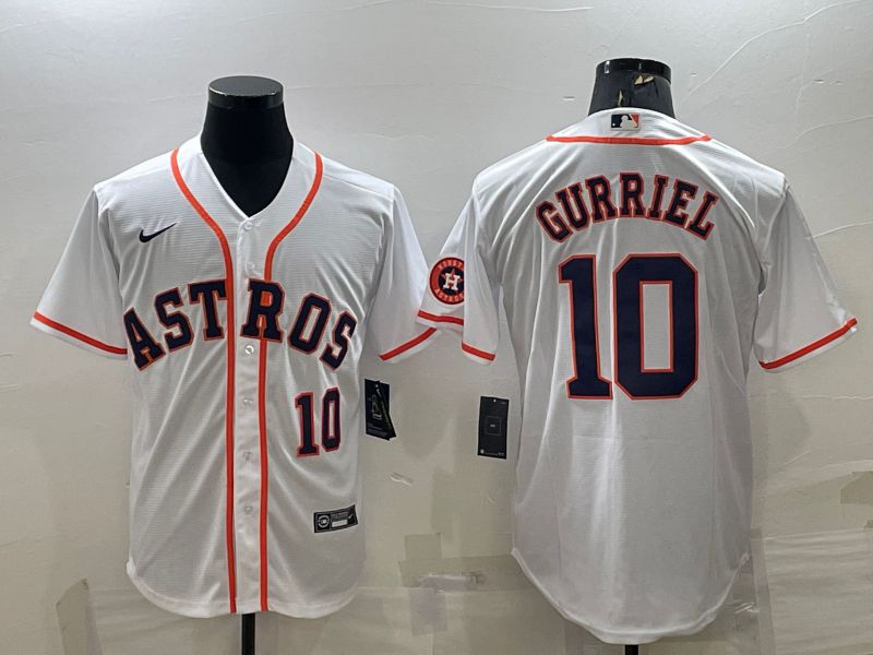 Men Houston Astros 10 Gurriel White Game Nike 2022 MLB Jersey1